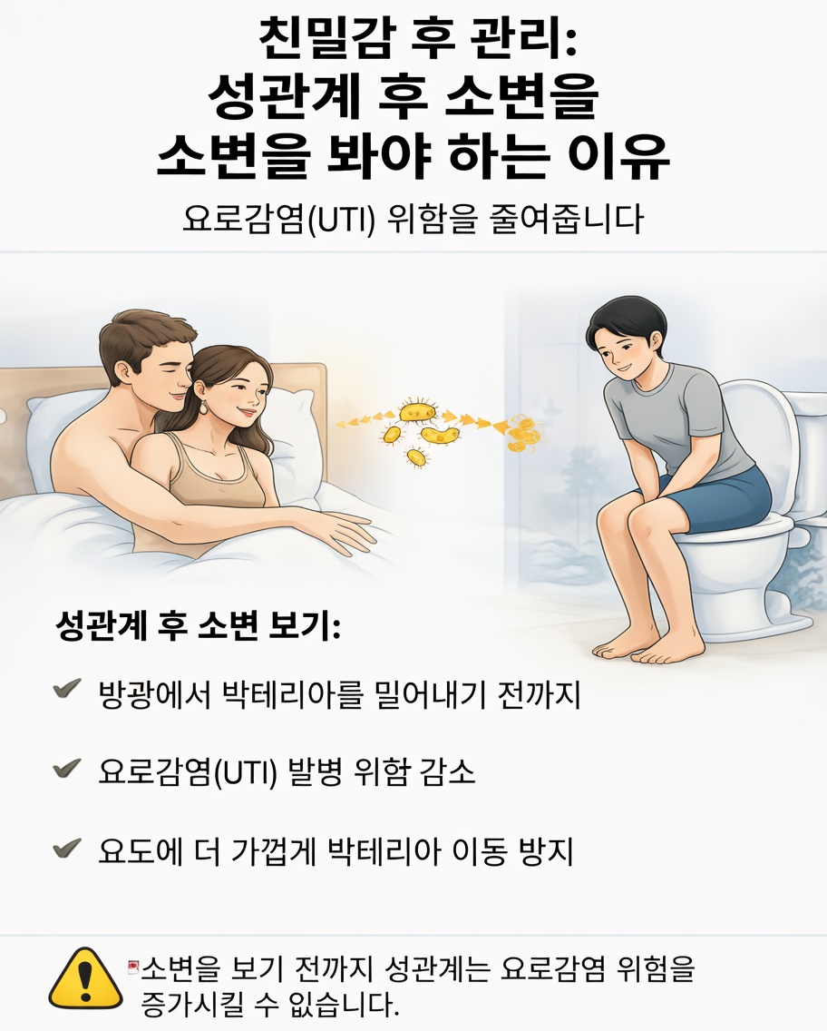 성관계 후 소변 보는 것이 요로 건강에 도움이 되는 간단한 습관인 이유