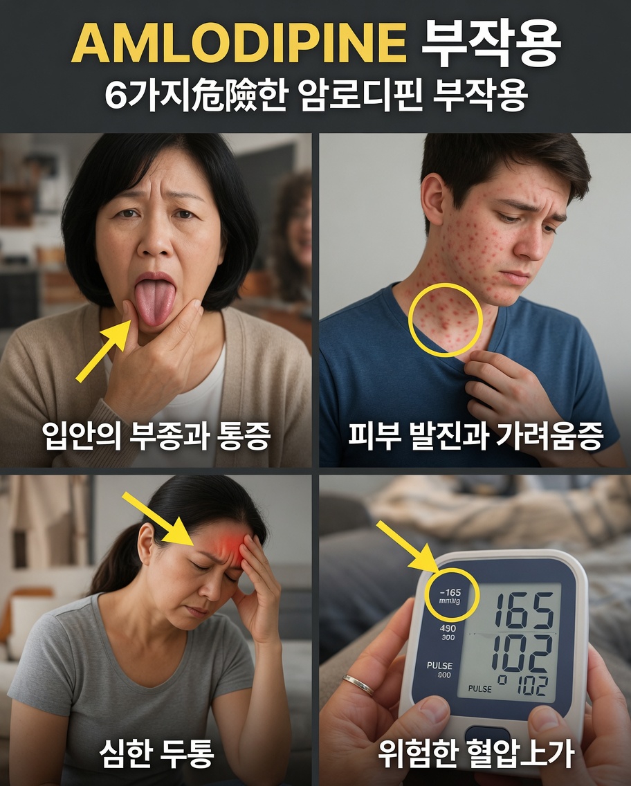 암로디핀의 흔한 6가지 부작용은 무엇이며, 이에 어떻게 대처할 수 있을까요?