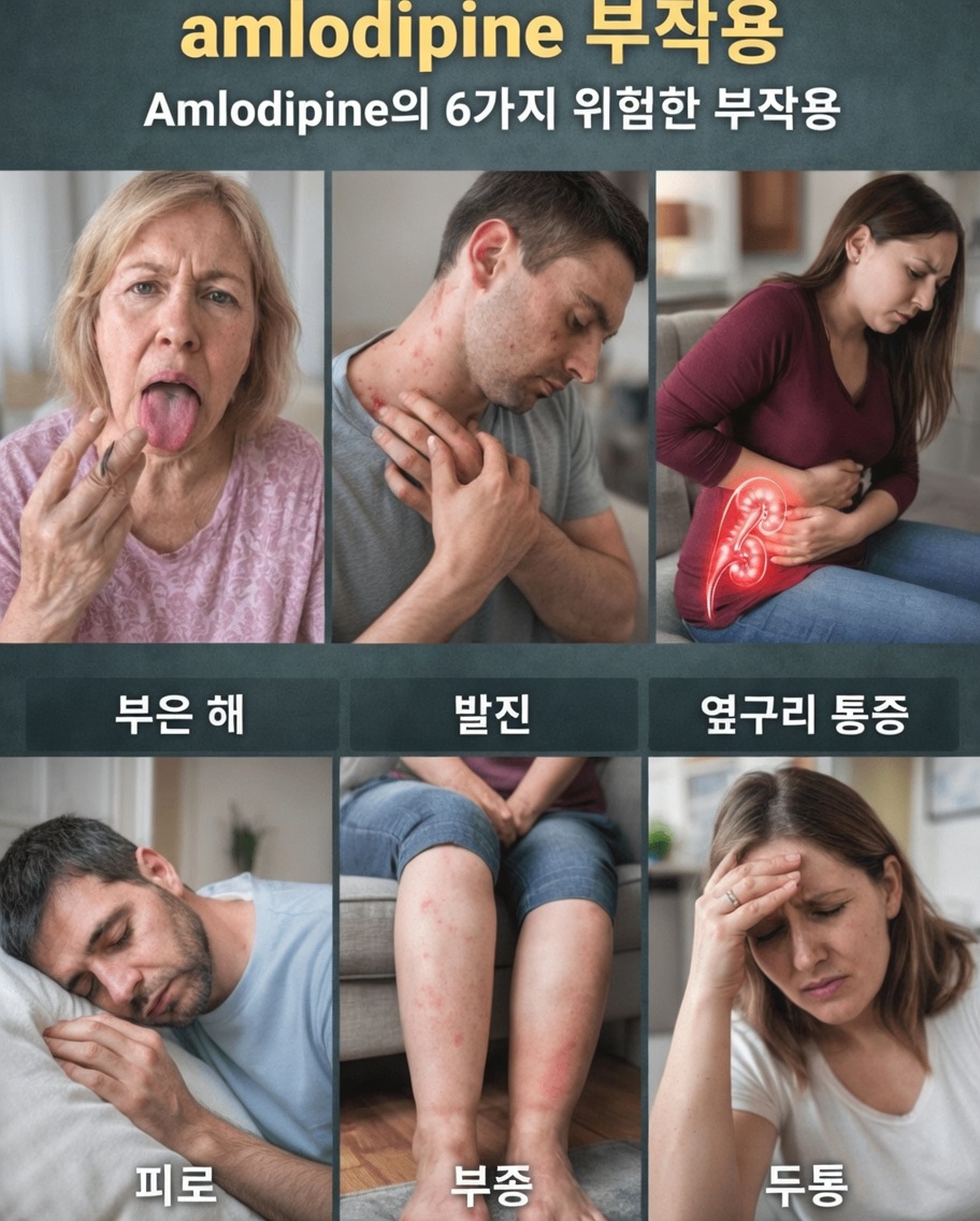 암로디핀의 흔한 6가지 부작용은 무엇이며, 이에 어떻게 대처할 수 있을까요?