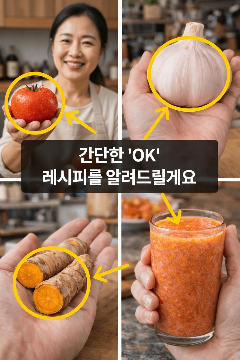 40대 이상 남성을 위한 간단한 토마토 마늘 강황 음료 레시피