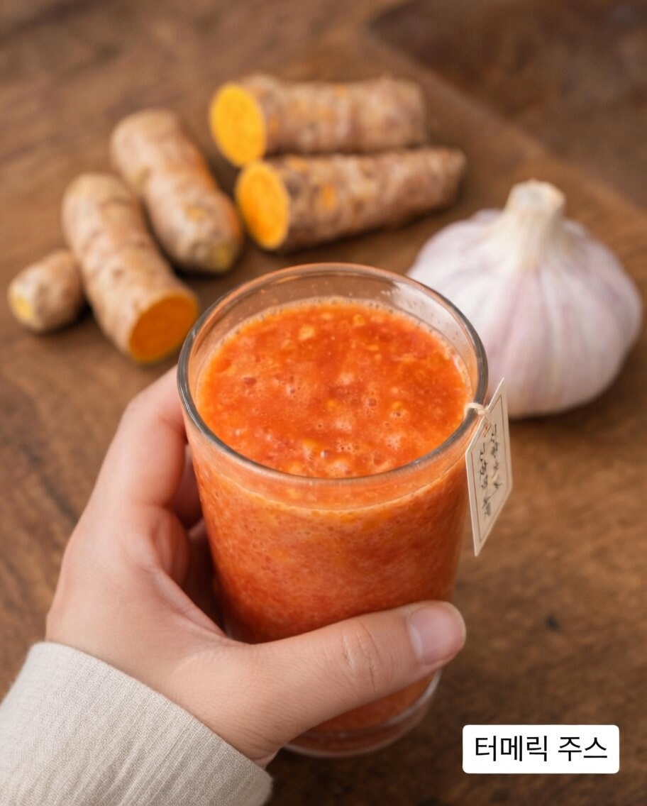 40대 이상 남성을 위한 간단한 토마토 마늘 강황 음료 레시피