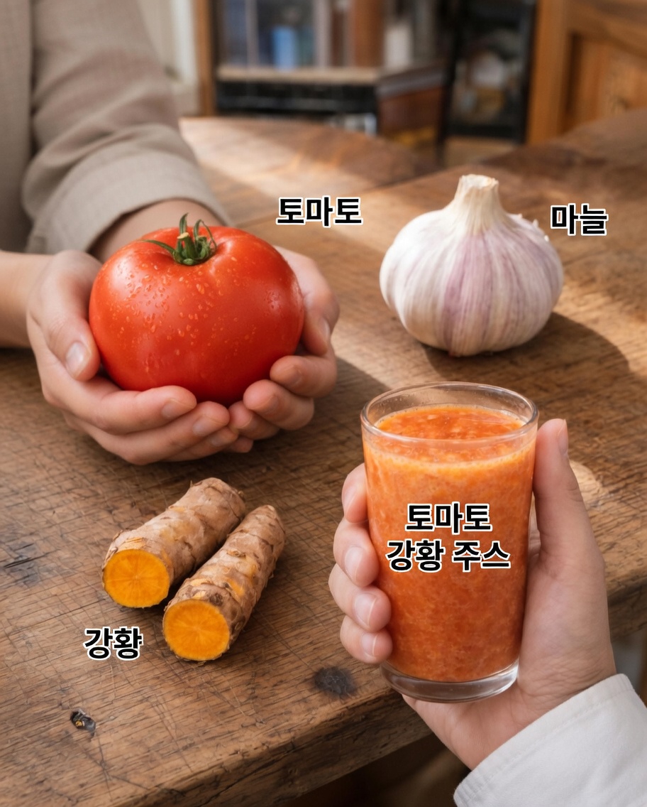 40대 이상 남성을 위한 간단한 토마토 마늘 강황 음료 레시피
