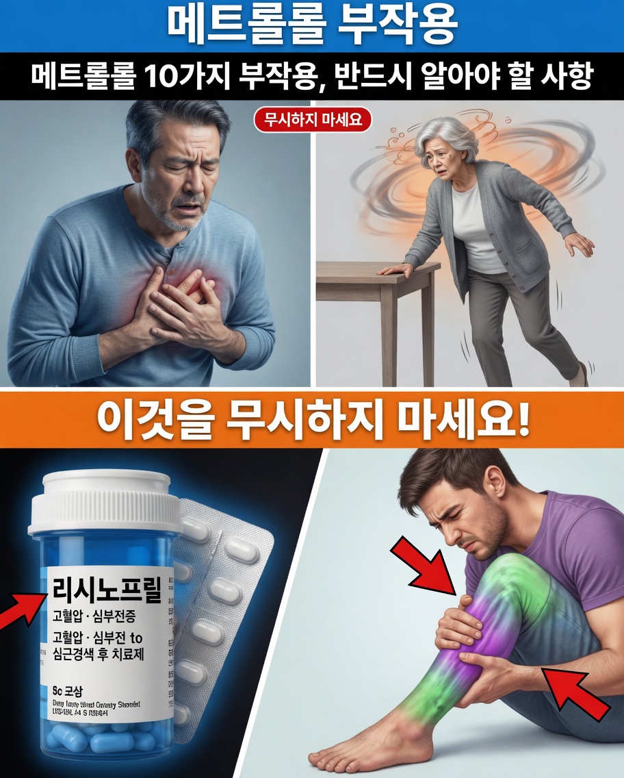 메토프롤롤의 흔한 10가지 부작용은 무엇이며, 이를 초기에 어떻게 알아차릴 수 있을까요?