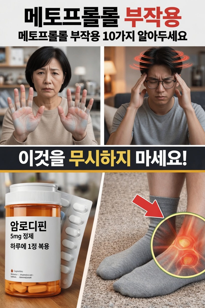 알아두고 의사와 상의해야 할 메토프롤롤의 흔한 부작용 10가지