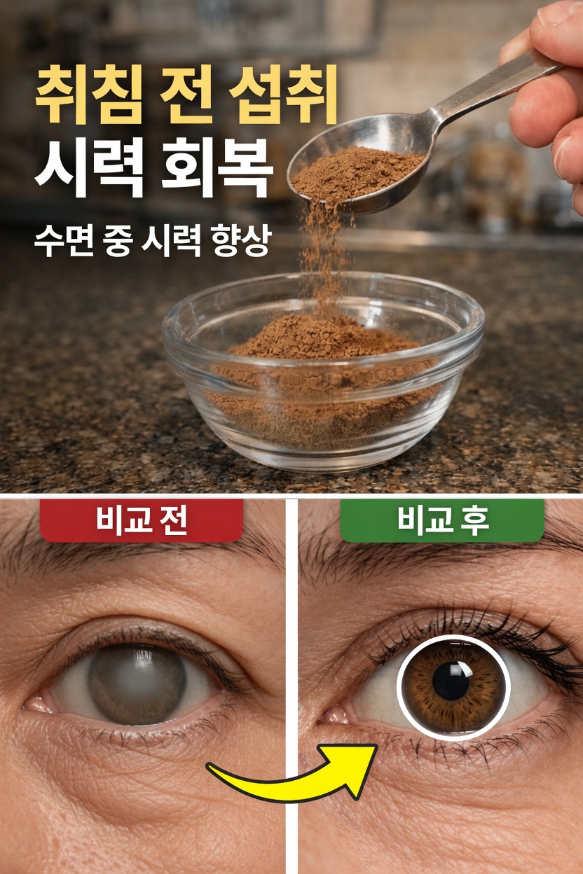 60세 이상 성인들이 시력을 자연스럽게 지원하기 위해 잠들기 전 한 숟갈 습관을 알아보고 있습니다