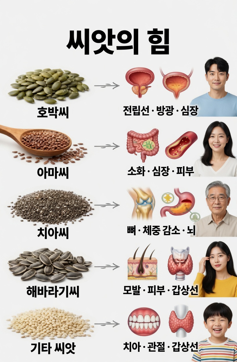 노년층이 더 나은 건강을 위해 일상에 쉽게 추가할 수 있는 영양이 풍부한 씨앗 6가지 발견하기