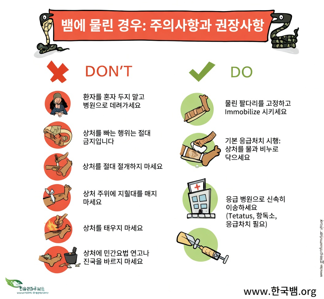 독사 물림과 비독사 물림을 구별하는 방법: 주요 징후와 응급처치 단계