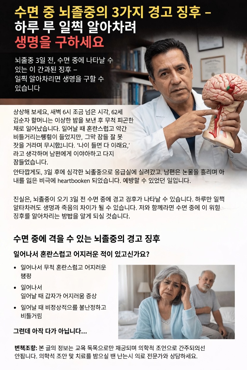 이 수면 증상이 뇌졸중의 경고 신호일 수 있을까요?