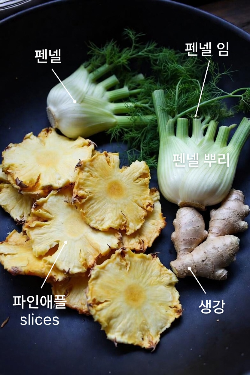 파인애플, 생강, 펜넬로 신장 건강 지원에 좋은 간단한 밤 음료 레시피 알아보기