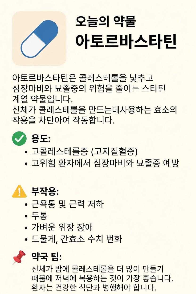 아토르바스타틴 부작용 이해하기: 더 나은 심장 건강 관리를 위해 알아야 할 사항