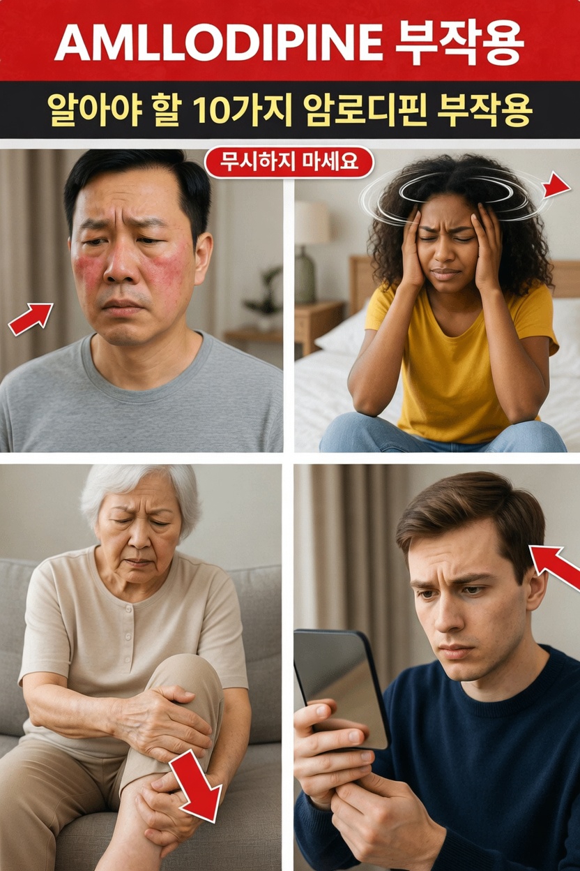 암로디핀의 가장 흔한 10가지 부작용은 무엇이며, 이를 일상에서 어떻게 관리할 수 있을까?