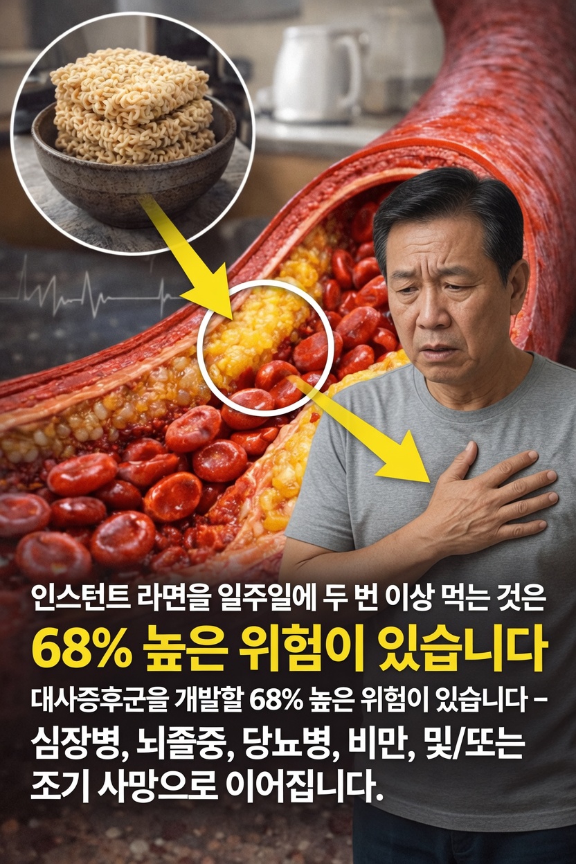 주 2회 이상 인스턴트 라면을 먹는 것과 장기적인 건강 사이의 충격적인 연관성