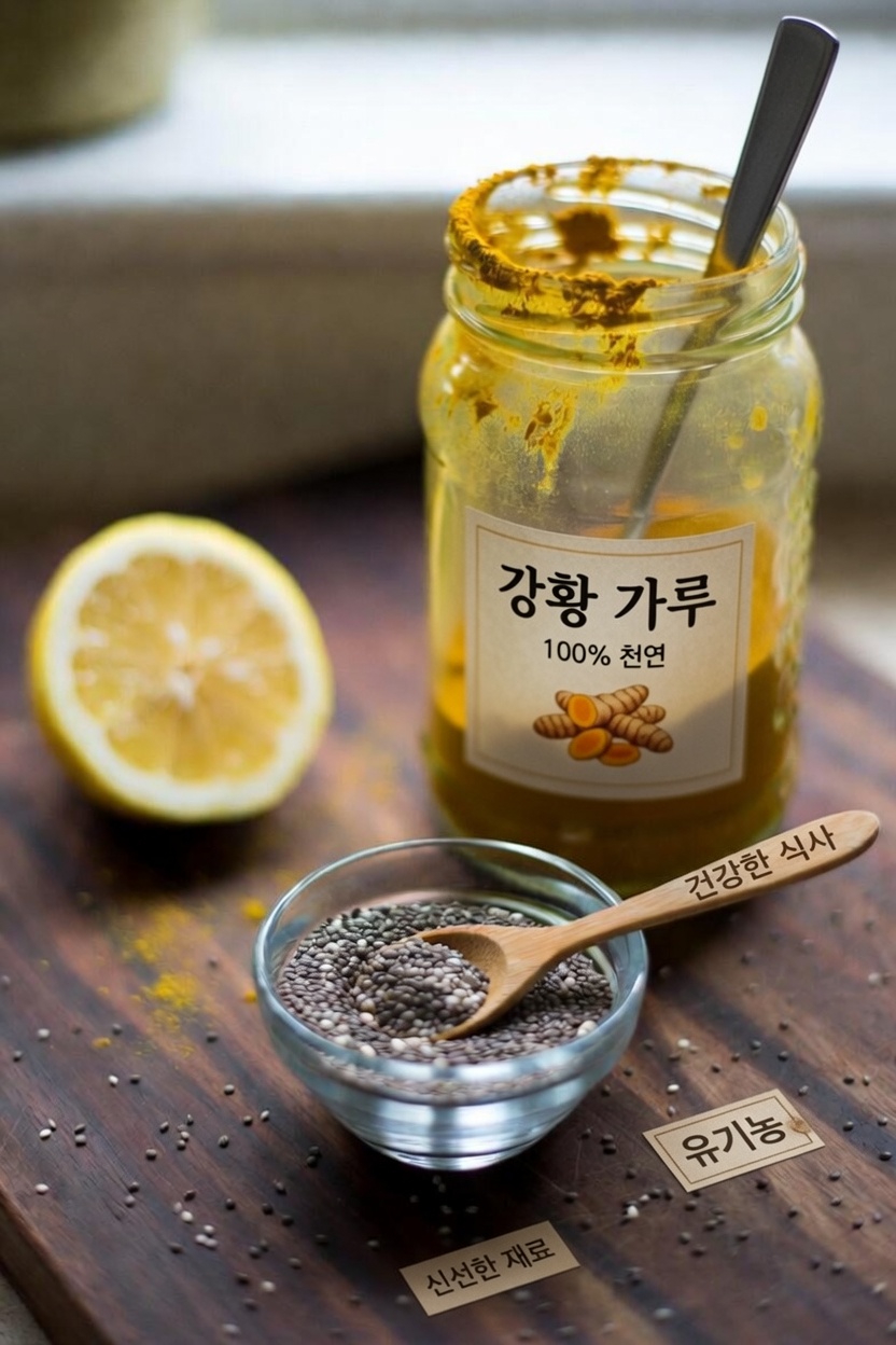 간단한 아침 습관: 강황, 레몬, 꿀, 치아시드를 넣은 상쾌한 음료 알아보기