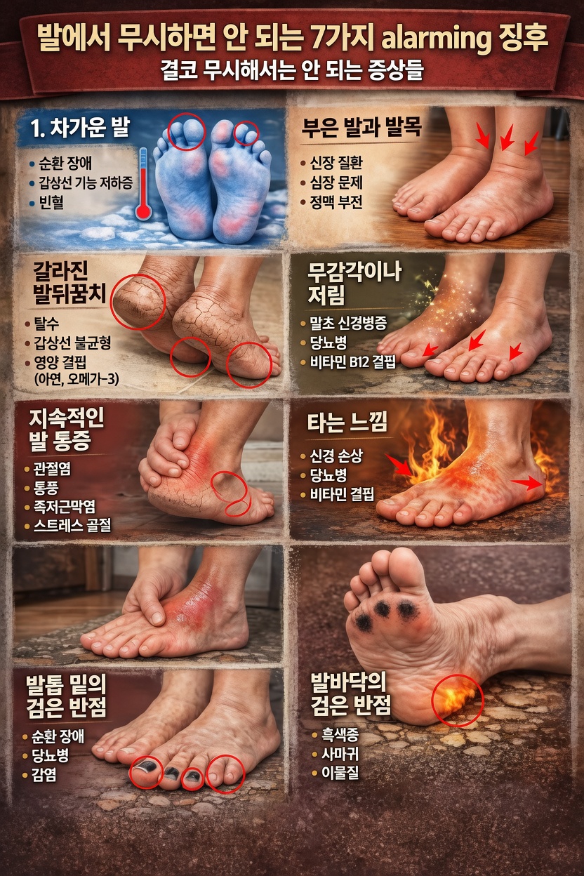 건강에 관한 더 심각한 문제를 시사할 수 있는 발의 7가지 변화