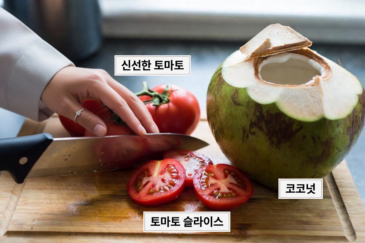 신장을 상쾌하게: 비뇨기 건강을 위한 간단한 토마토와 코코넛 워터 음료