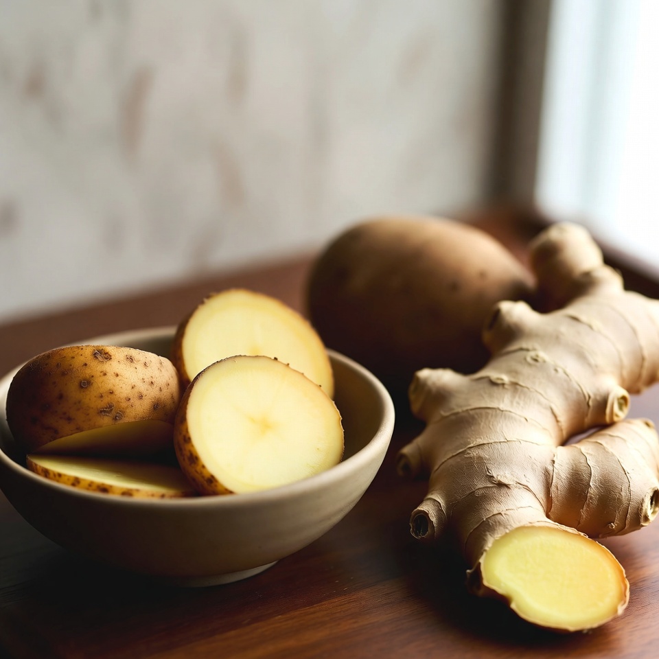 주방에 있는 감자와 생강이 더 밝고 고른 피부 톤을 만드는 데 도움이 될 수 있을까요?