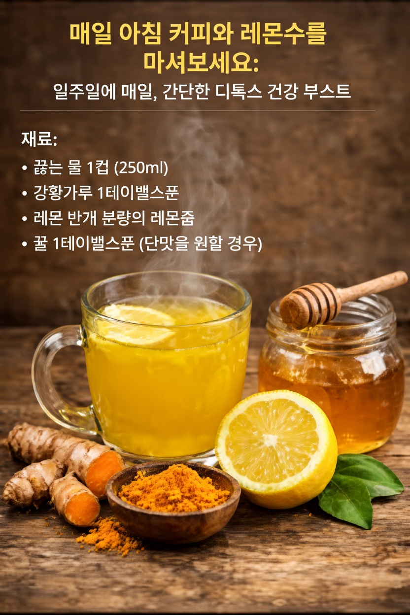 아침을 자연 재료로 시작하는 간단한 방법: 강황 레몬 꿀 치아 음료