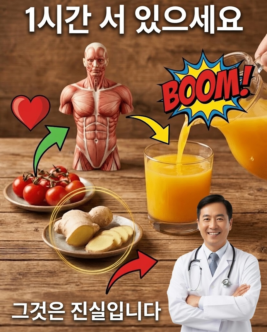 천연 에너지 토닉: 카페인 없이도 안정적인 하루를 위한 생강 + 토마토
