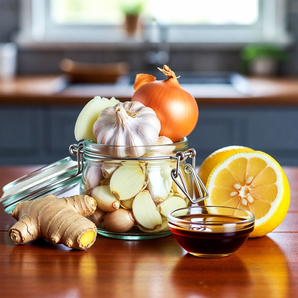 독감과 감기에 좋은 천연 치료제: 마늘, 생강, 양파, 레몬즙, 그리고 꿀 – 궁극의 건강 증진제