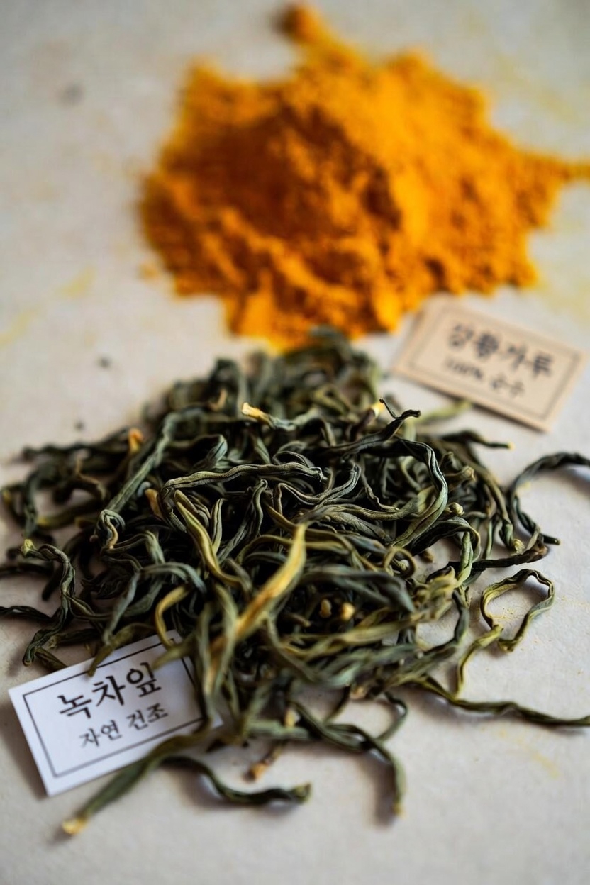 전반적인 건강과 장수를 돕는 녹차와 강황의 간단한 일상 습관