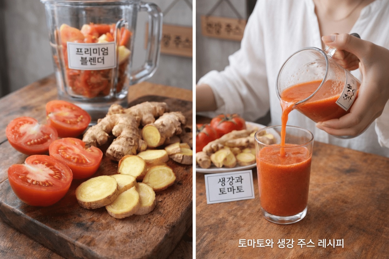 자연스럽게 매일의 에너지와 집중력을 돕는 간단한 생강·토마토 음료 루틴