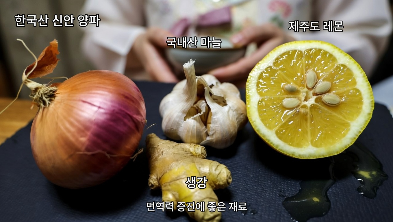 주방 루틴에서 적양파, 마늘, 생강, 레몬즙의 일상적인 효능을 발견하세요
