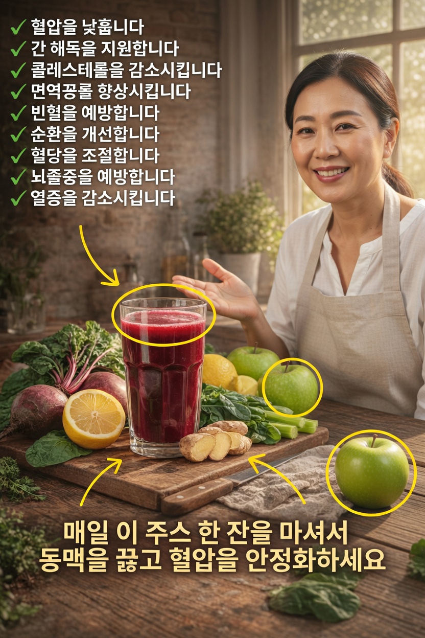 이 간단한 매일의 주스 습관이 어떻게 자연스럽게 건강한 혈압과 혈액순환을 지원할 수 있는지 알아보세요