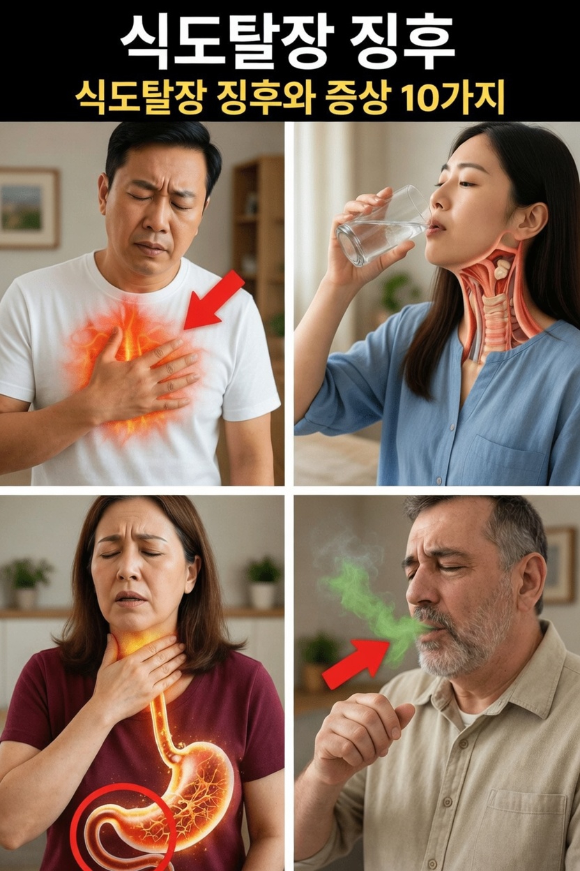알아두어야 할 식도열공탈장의 흔한 징후와 증상 10가지