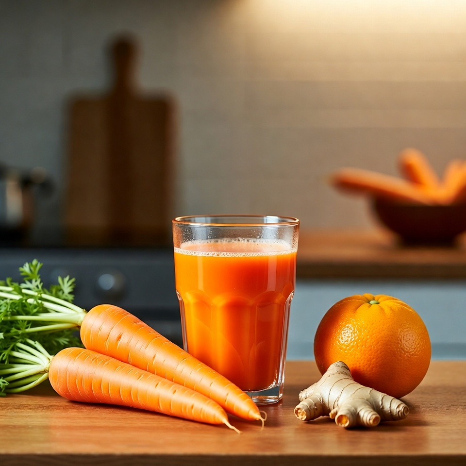 오렌지, 강황, 생강을 넣은 당근 주스 🥕🍊✨