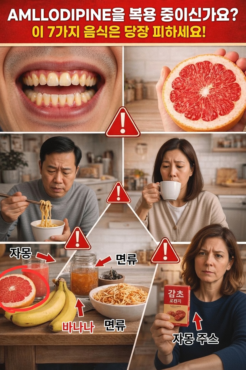 암로디핀 복용 시 제한을 고려해야 할 7가지 음식