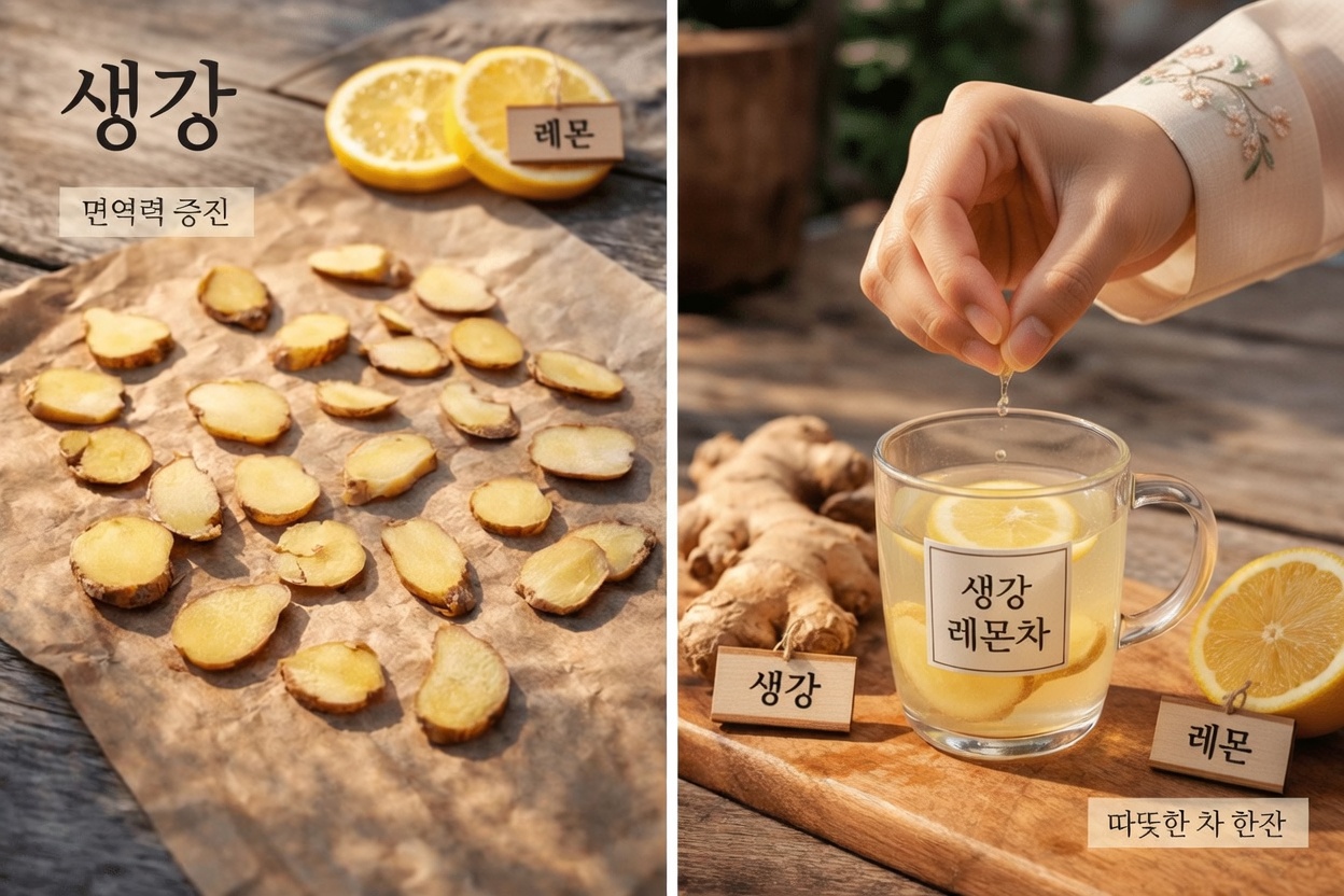 편안한 시력을 자연스럽게 돕는 데일리 웰니스 습관, 생강과 레몬