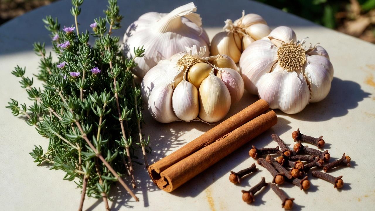 네 가지 효능 허브 인퓨전: 타임, 마늘, 계피, 정향으로 즐기는 간단한 데일리 티
