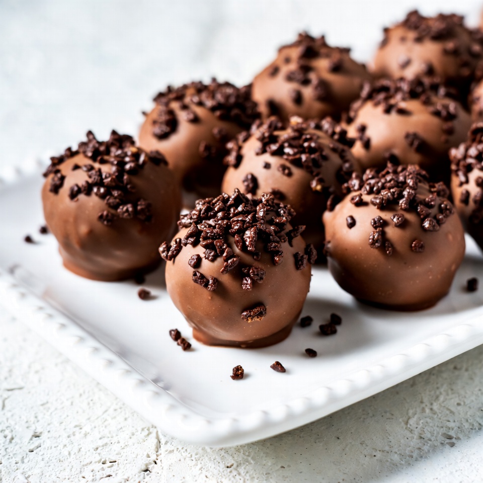 초콜릿 라이스 크리스피를 넣은 땅콩버터 볼