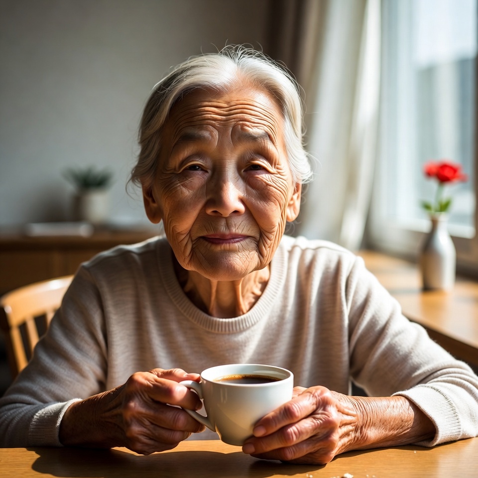 커피는 70세에도 얼굴의 모든 주름을 없애준다