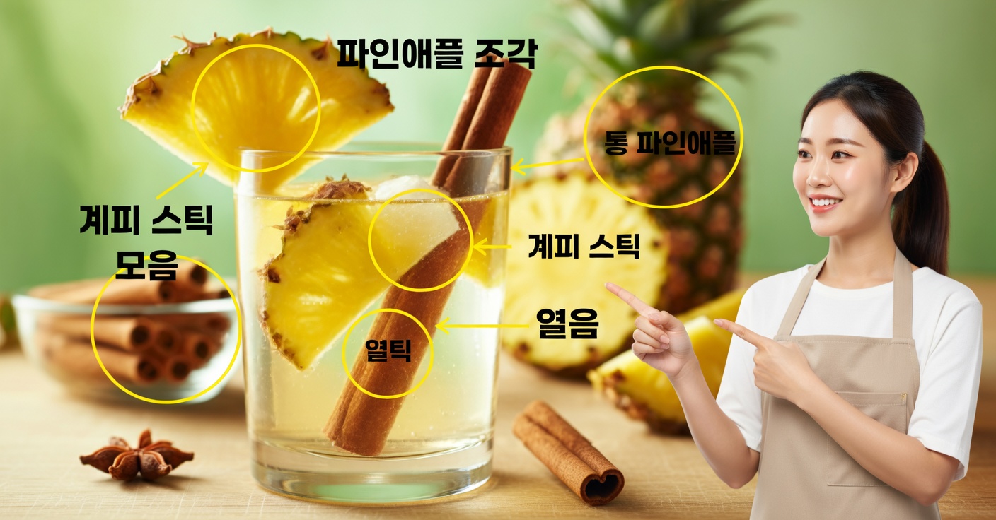 계피 파인애플 워터: 상큼하고 건강한 음료