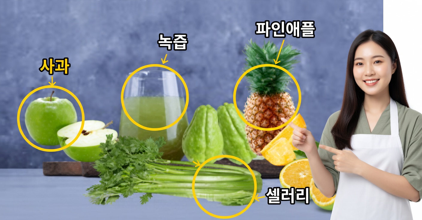 간을 위한 차요테와 파인애플 주스