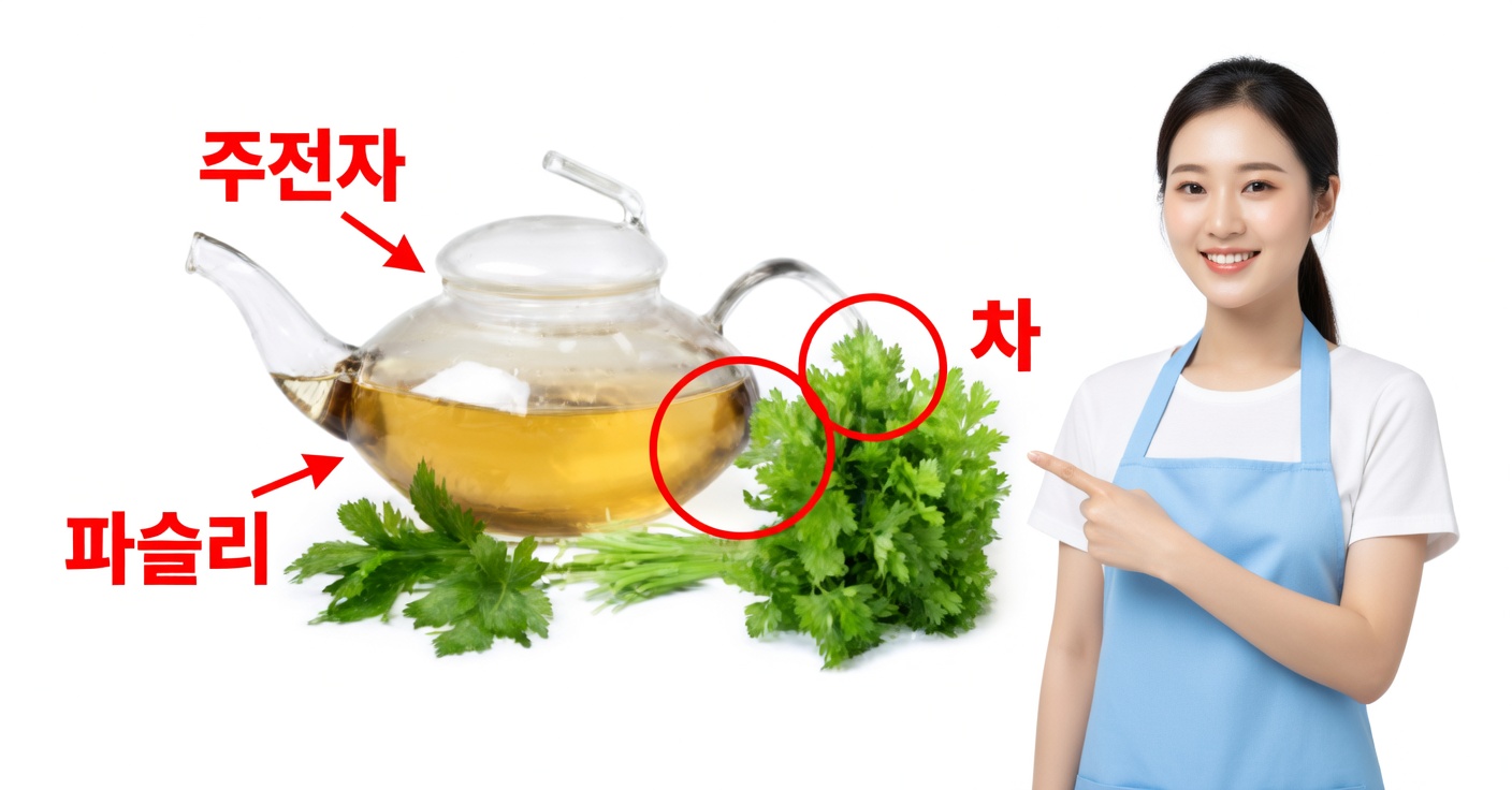염증 완화 및 체액 제거를 위한 파슬리 차
