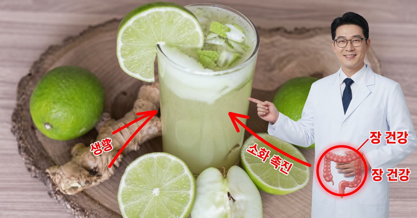 대장 해독을 위한 생강 사과 레몬 주스