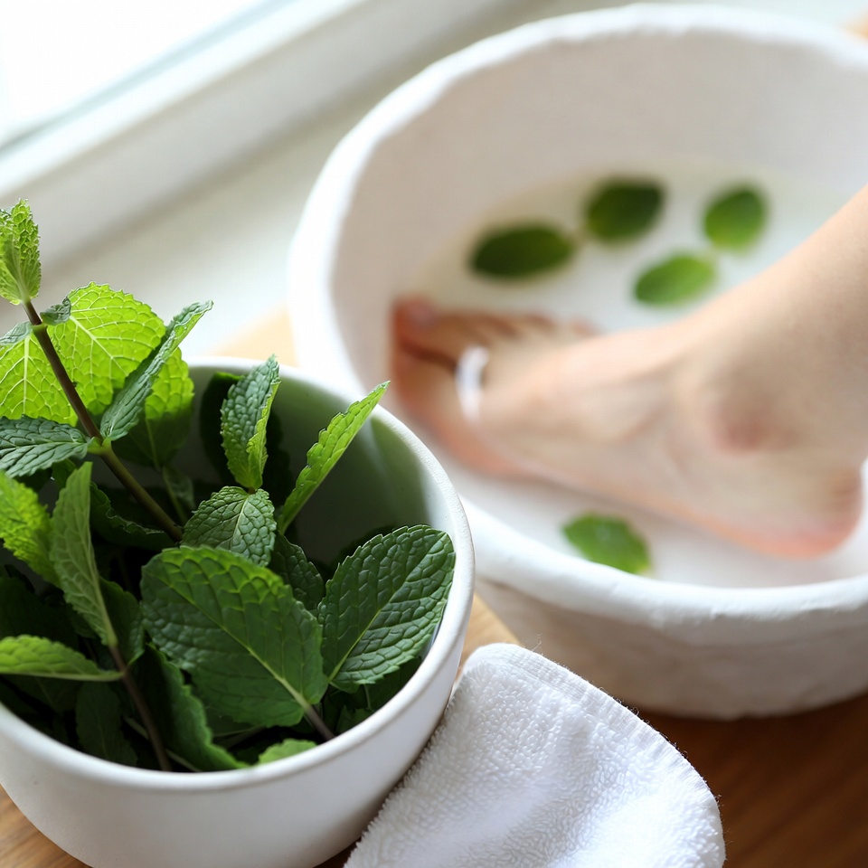 발에 놀라운 효능을 선사하는 박하 잎
