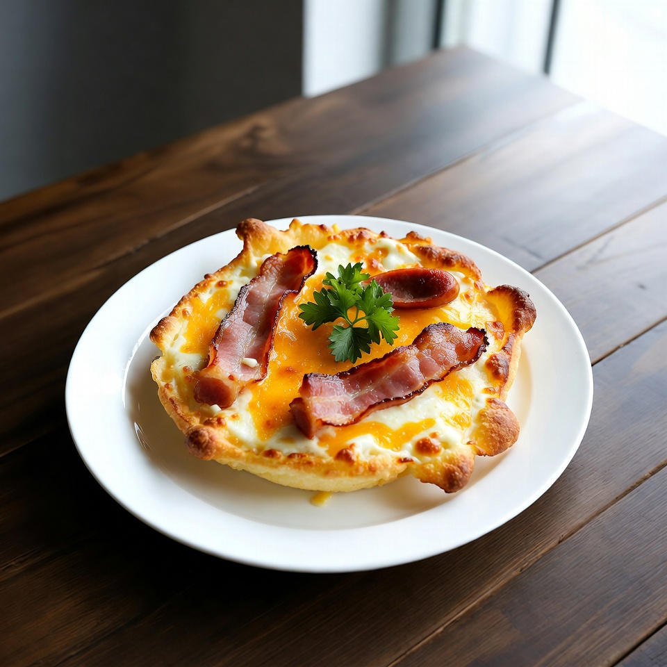 치즈 베이컨 소시지 아침 베이크