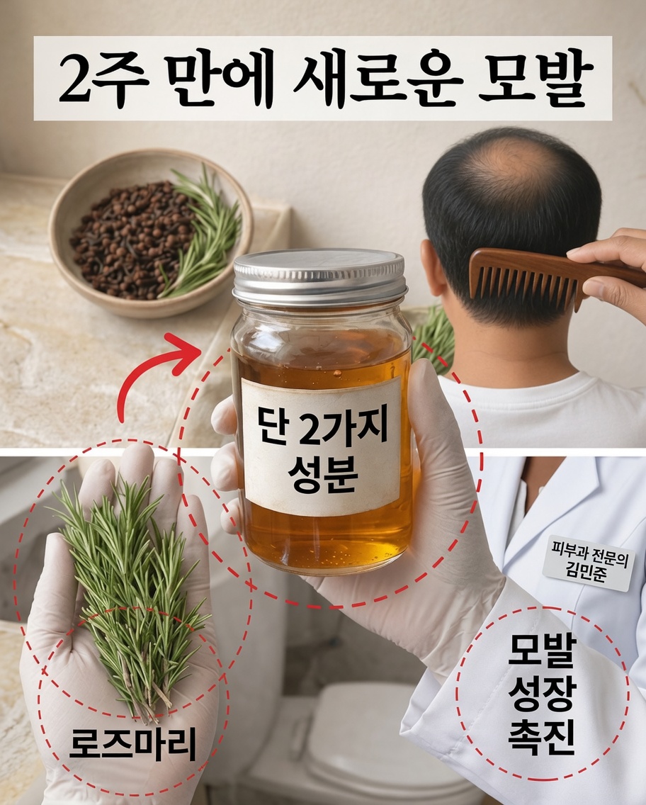 님, 로즈마리, 히비스커스로 만든 간단한 헤어 스프레이를 써봤더니 몇 번만 사용해도 머리카락이 더 건강해 보이는 걸 느꼈어요
