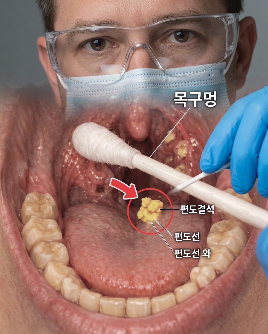양치로도 해결되지 않는 지속적인 구취가 있나요? 편도 결석일 수 있습니다