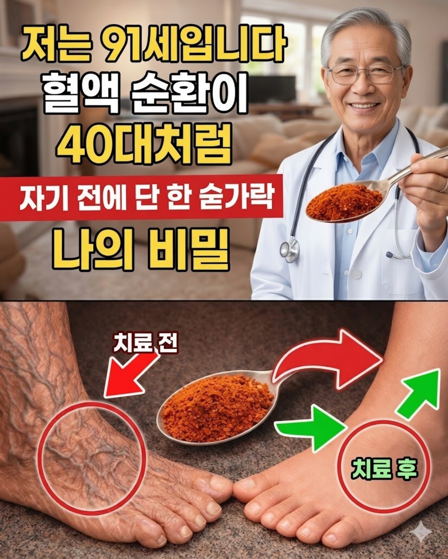 노인: 잠들기 전에 이것을 먹으면 밤새 다리 혈액순환이 개선되고 아침에 발이 더 따뜻해집니다