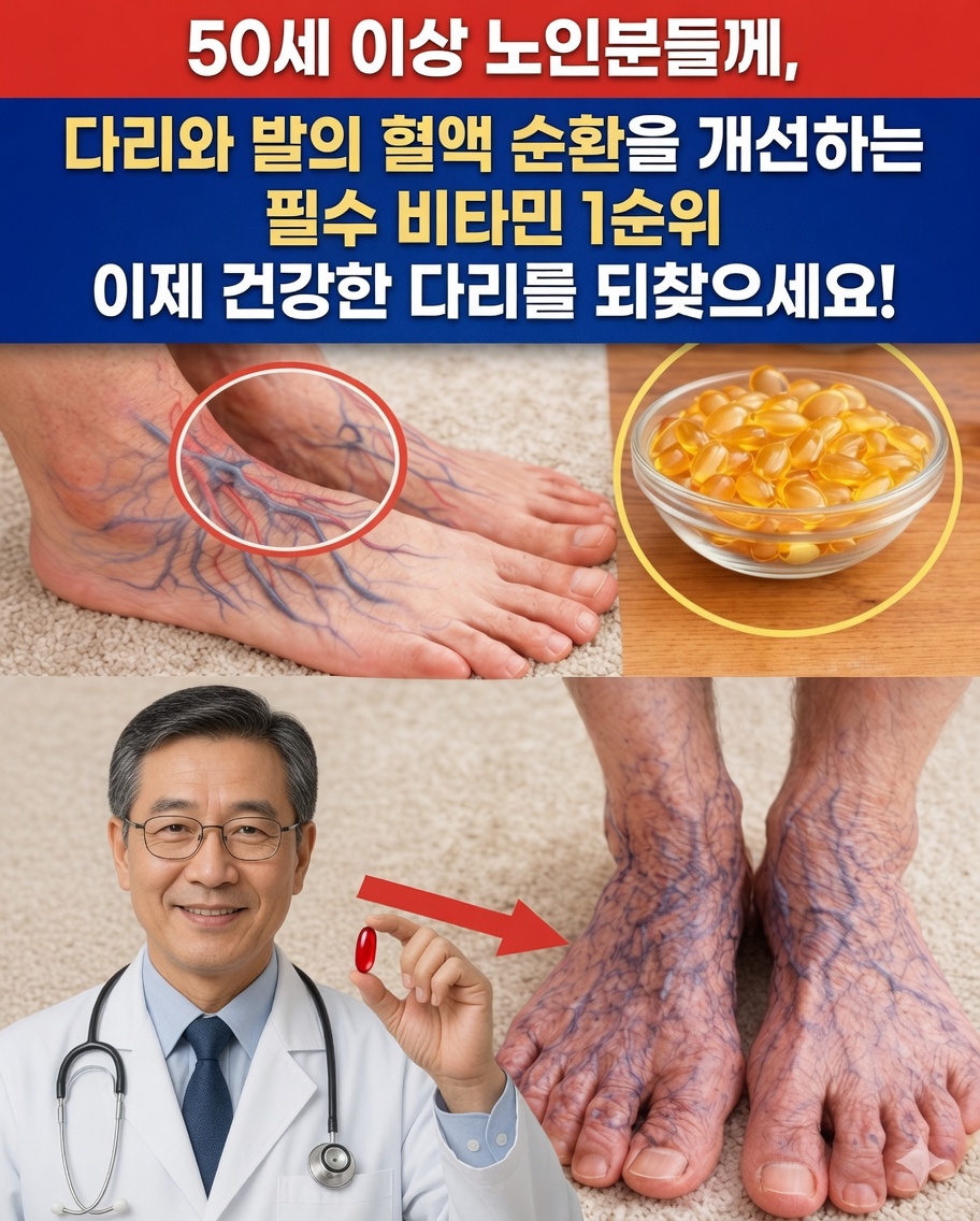 50세 이상이 다리와 발의 혈액순환 개선을 위해 놓치고 있는 1번 비타민(며칠 만에 따뜻함이 돌아오는 것을 느껴보세요)