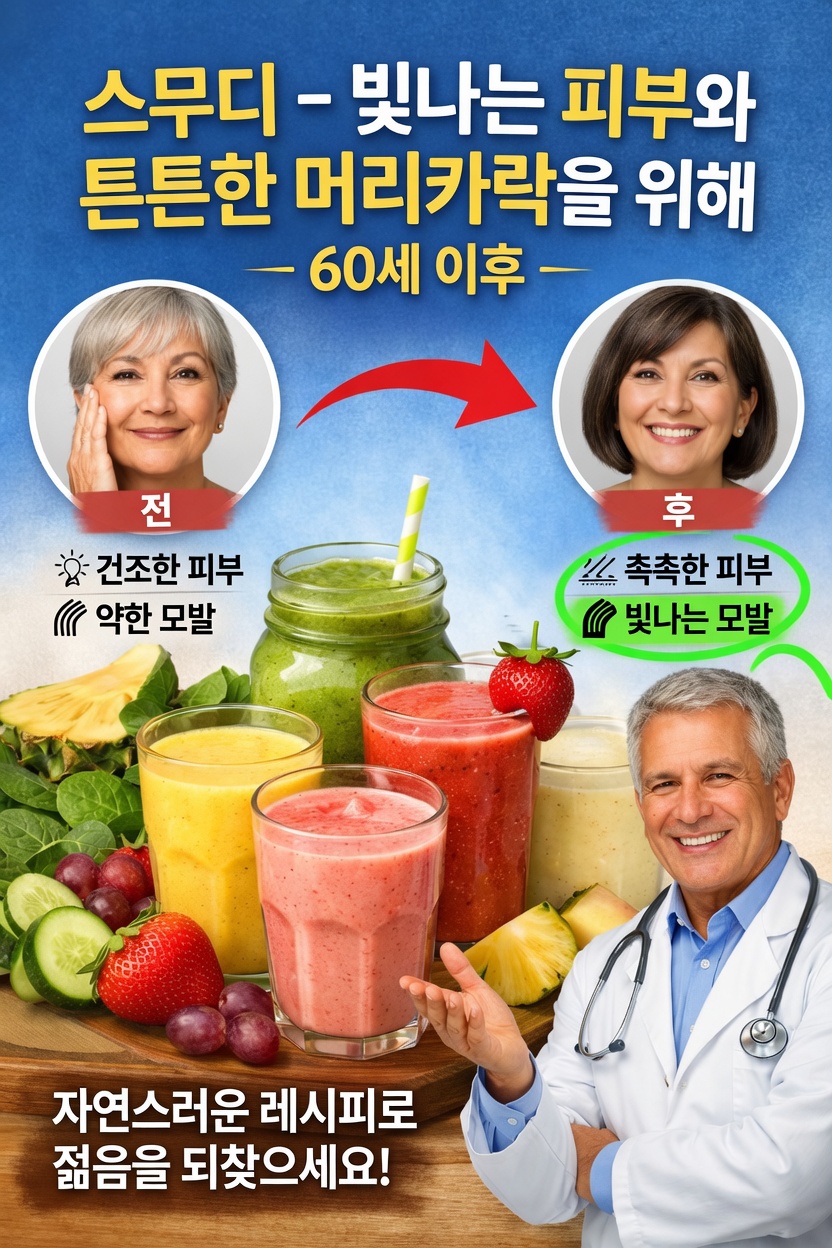 60세 이후 피부와 모발을 강화하는 매일 마시는 간단한 스무디 레시피 7가지