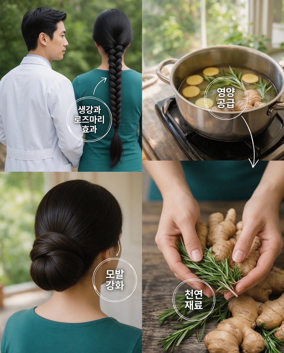 간단한 생강과 로즈마리 헹굼으로 더 길고 풍성한 모발 성장을 촉진하는 방법