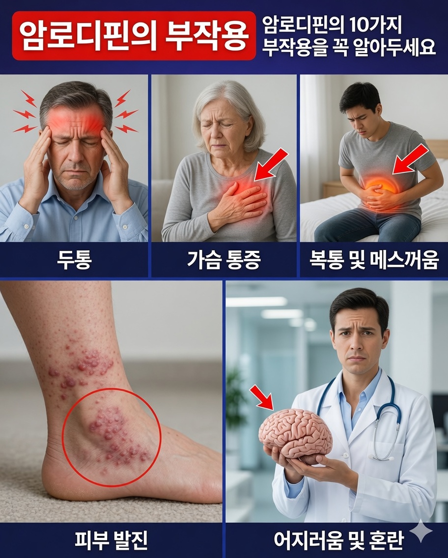 의사가 언급하지 않을 수 있는 암로디핀의 숨겨진 부작용 10가지