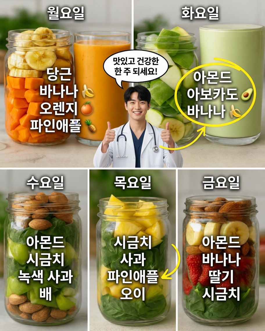 일주일 매일을 위한 생기 넘치는 스무디 레시피 7가지