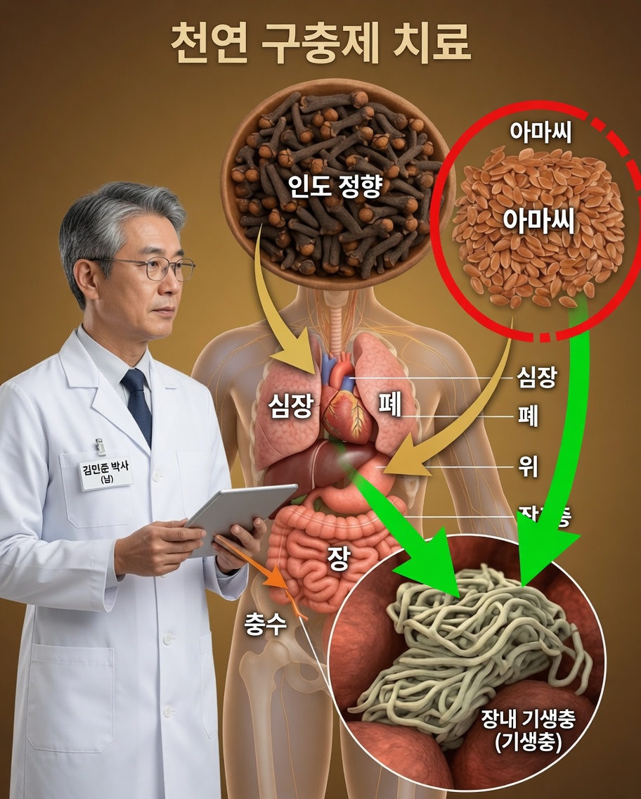 자연적인 기생충 제거에 도움이 될 수 있는 전통적인 정향과 아마씨 혼합물