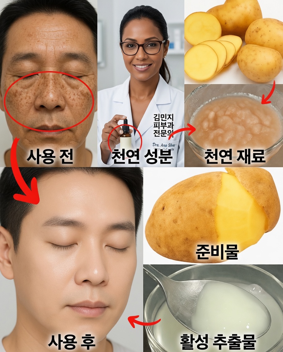 어두운 반점을 자연스럽게 옅게 만드는 데 도움이 될 수 있는 감자 젤 비법